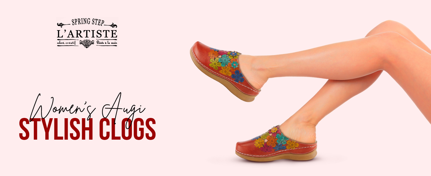 Amazon.com | L'Artiste AUGI Hand-Painted Floral Leather Clog for